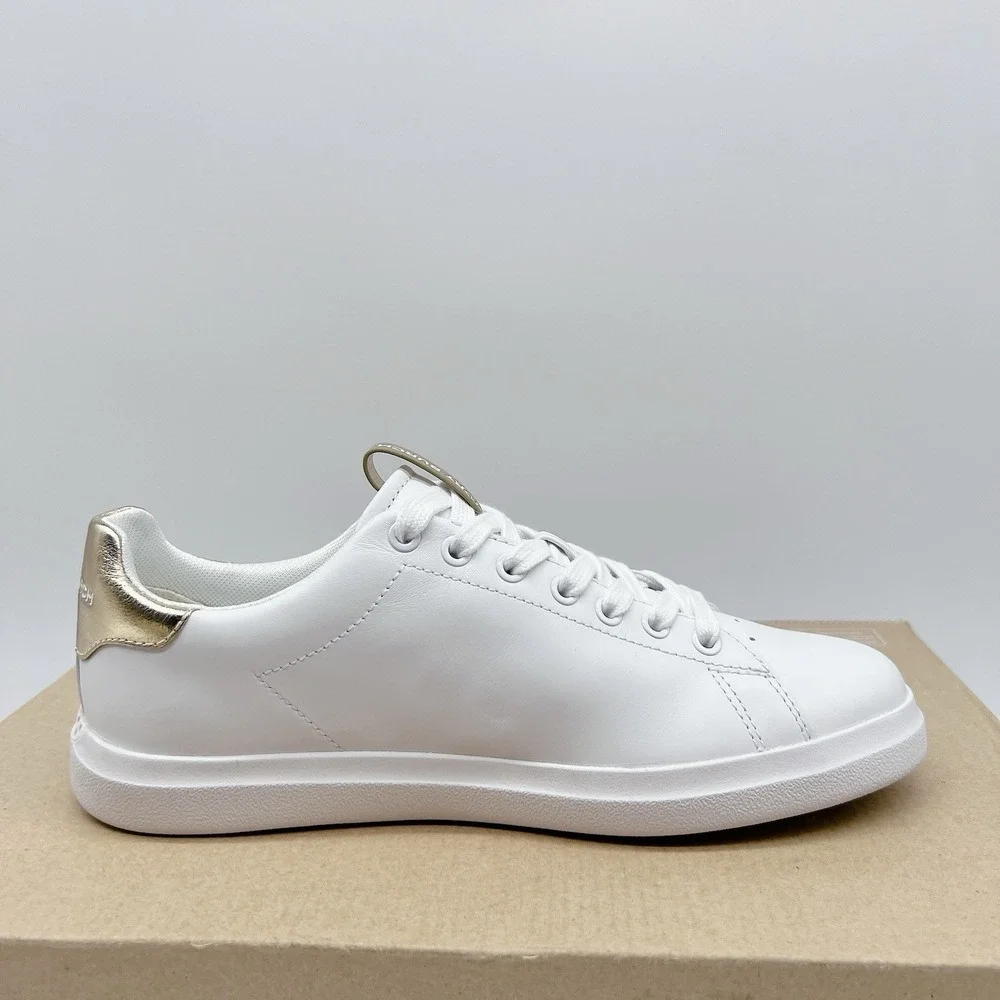 Tory Burch Howell Court Women's Fashion Sneakers White Leather Lace Up US 6.5